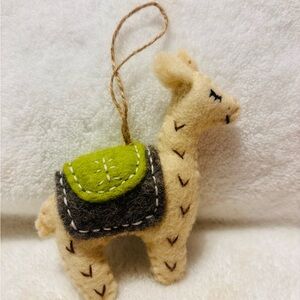 Handmade Llama Ornament with Green Saddle